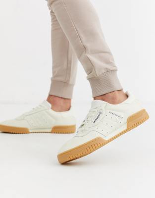 white leather gum sole sneakers