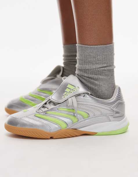 adidas Originals Predator Sala trainers in metallic silver and green - view 1