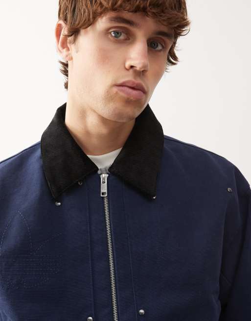 adidas Originals Premium essentials bomber jacket in blue, 5 of 5