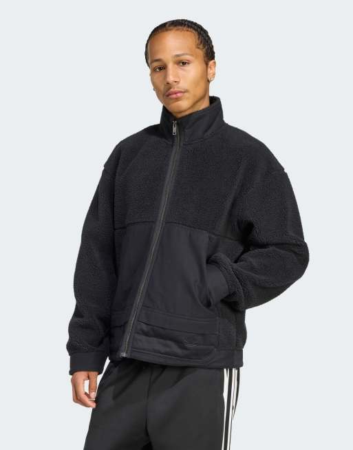 adidas Originals - Premium Essentials - Giacca in pile polar nera con zip