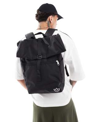 adidas Originals - Premium Essentials - Rucksack in Schwarz mit Rolltop-Verschluss