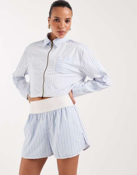 adidas Originals – Premium Essentials – Shorts in Blau gestreift - view 1