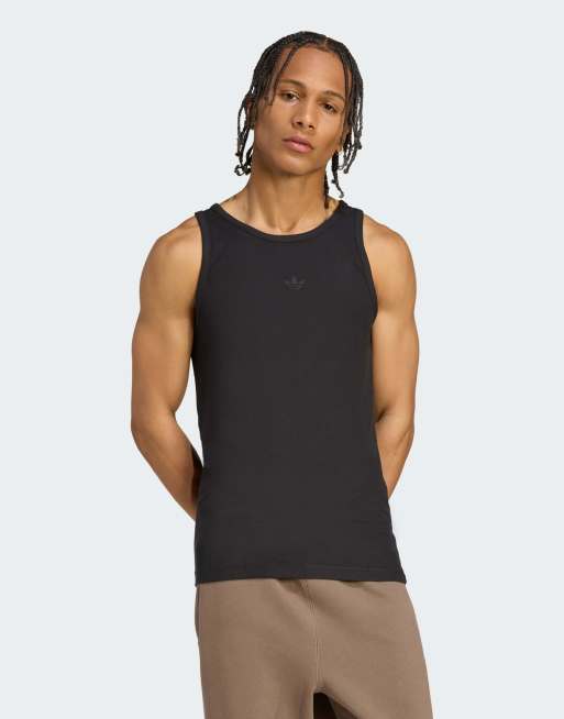 adidas Originals – Premium Essentials – Svart, tight och ribbat sportlinne