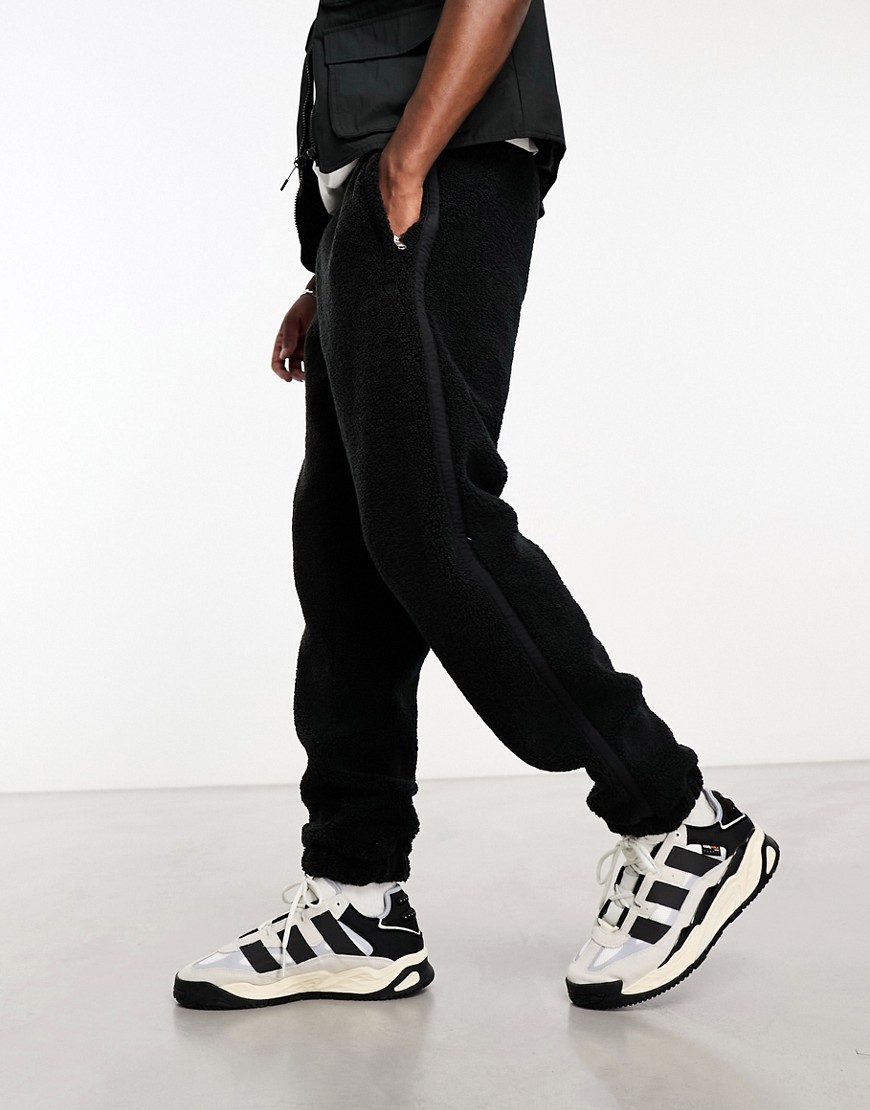 adidas Originals Premium Essentials teddy fleece joggers in black