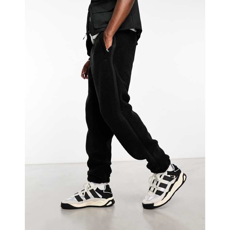 adidas Originals Premium Essentials teddy fleece joggers in black