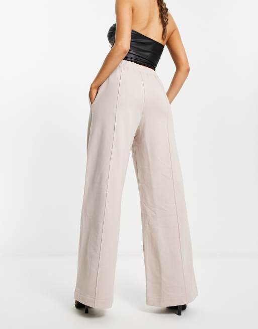 adidas Originals premium essentials wide leg pants in beige