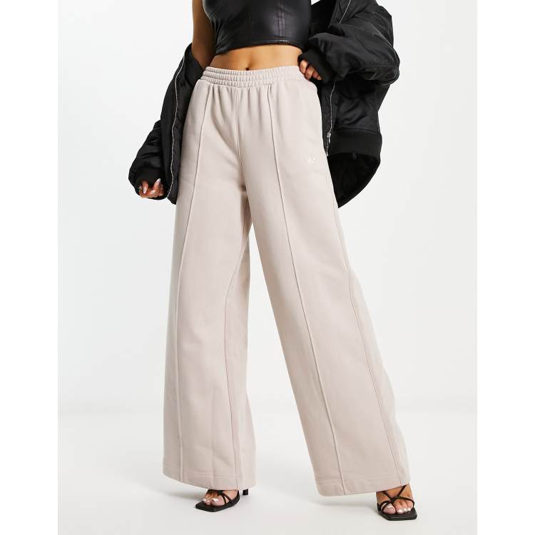 adidas Originals premium essentials wide leg trousers in beige