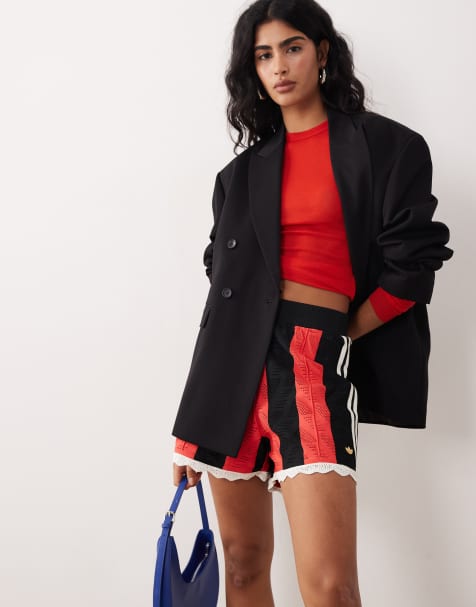 adidas Originals Premium Firebird lace shorts in red and black - view 1