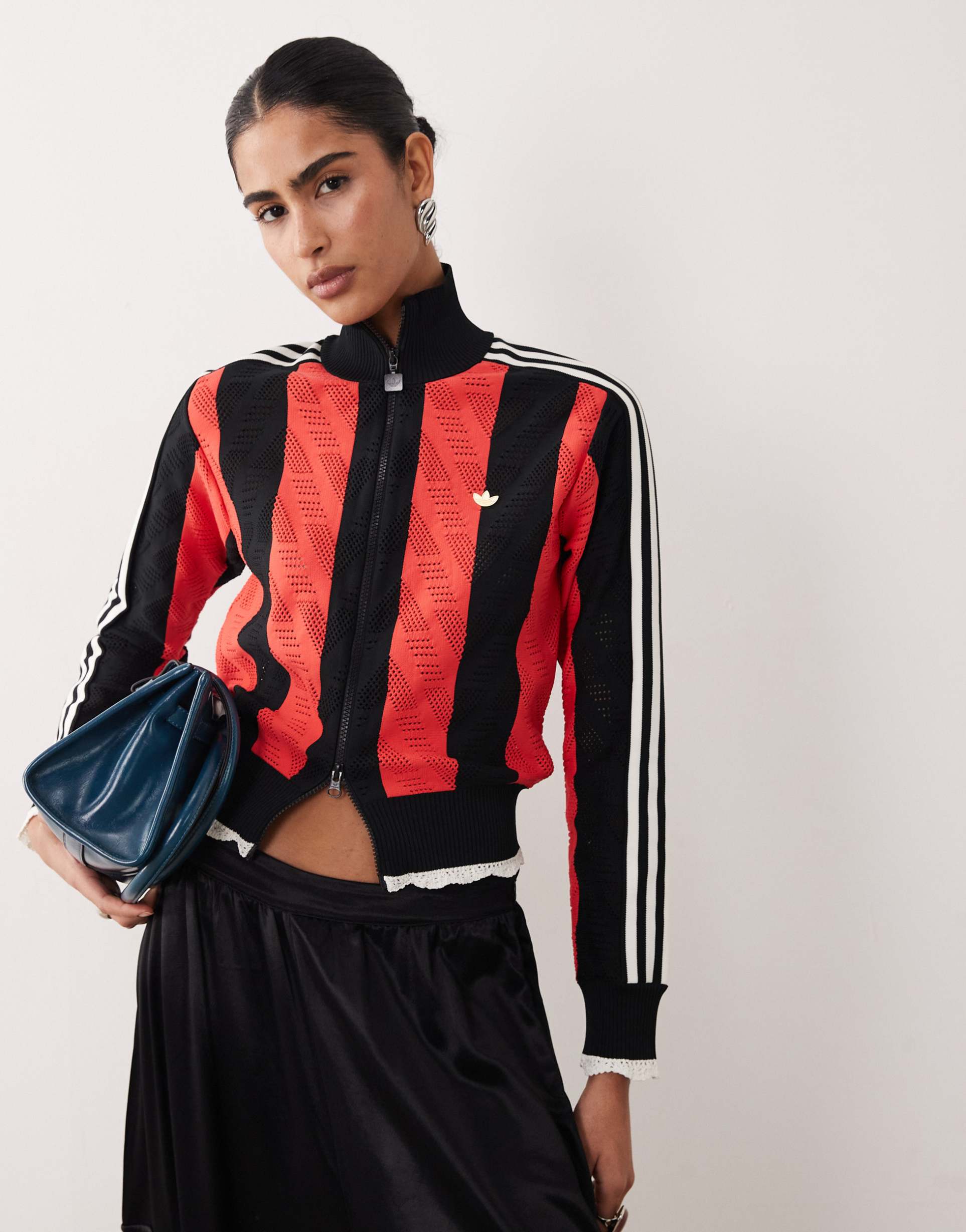 adidas originals premium firebird lace track top in red and black