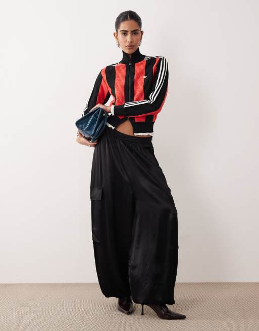 adidas Originals Premium Firebird lace track top in red and black
