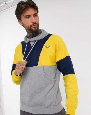 ADIDAS ORIGINALS PREMIUM HOODIE WITH CUT AND SEW PANELS-YELLOW,FM2209