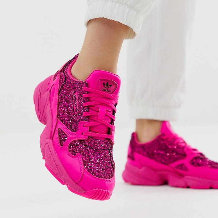 Just do pause Patois adidas Originals Premium pink glitter Falcon sneakers | ASOS