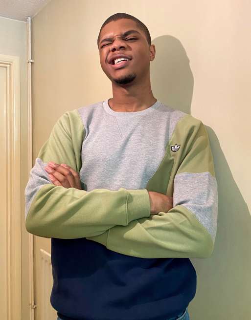 adidas Originals premium Samstag colour block sweatshirt in navy
