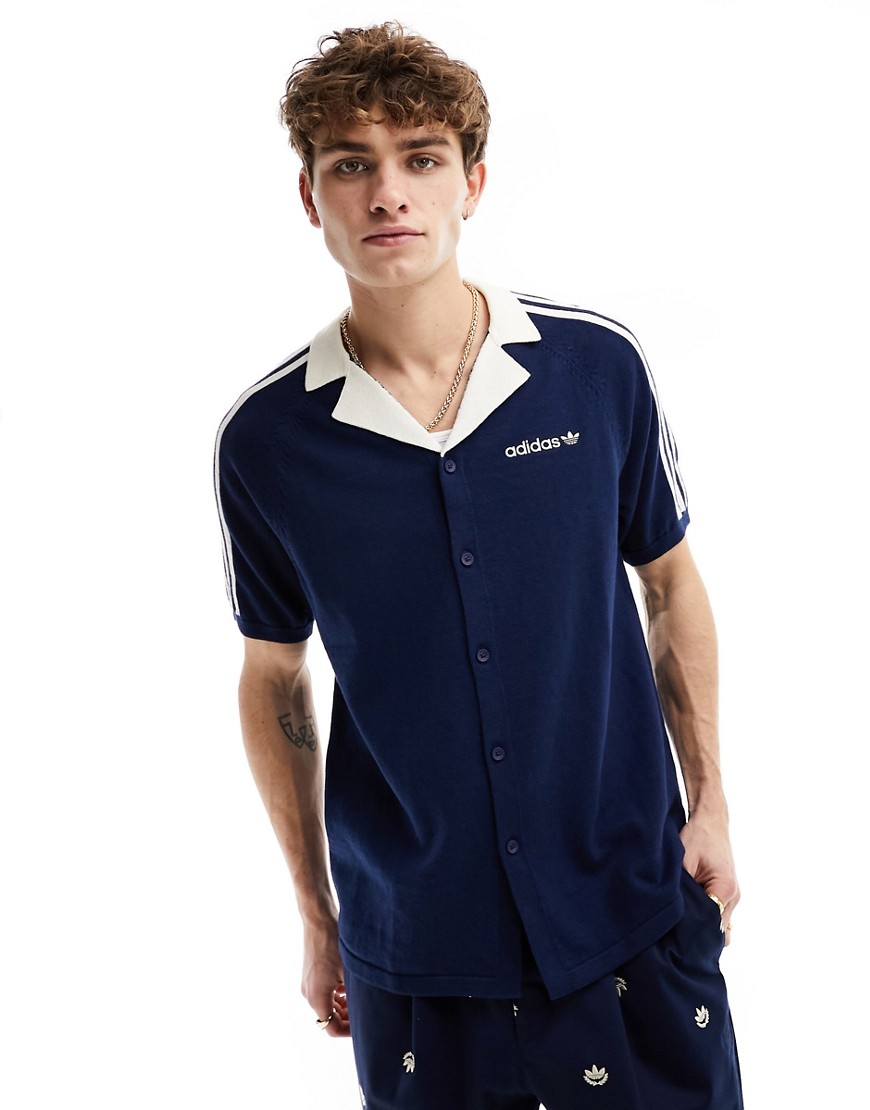 Adidas Originals Premium Sport Knit Shirt In Navy
