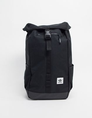 Adidas Originals – Premium – Svart ryggsäck med upprullat lock