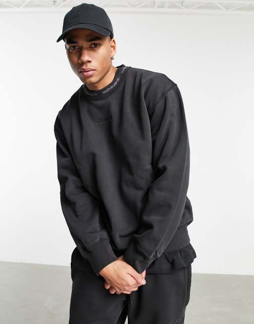 adidas Originals - Premium Sweats - Felpa a coste nera sovratinto