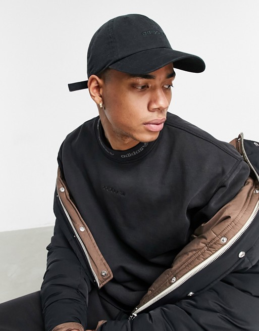 adidas Originals 'Premium Sweats' overdyed baseball cap in black
