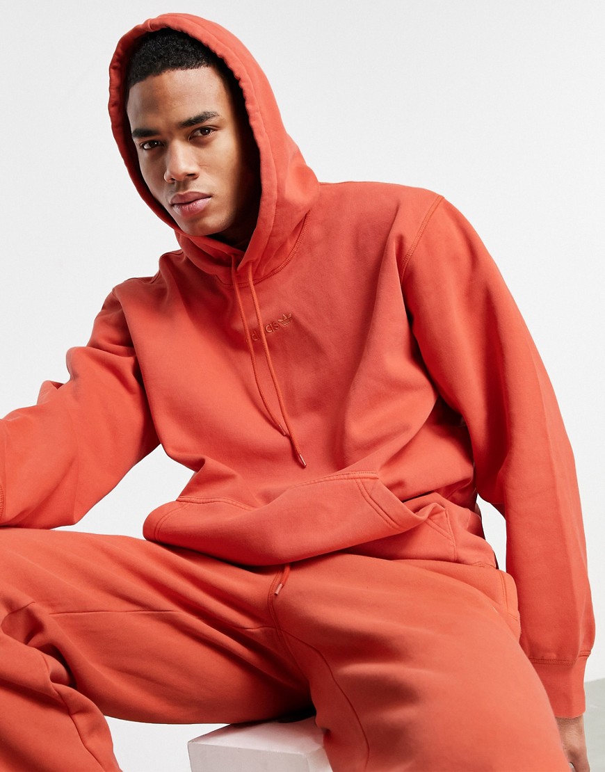 Adidas Originals 'Premium Sweats' overdyed hoodie in burnt orange