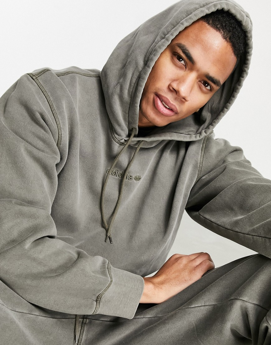 Adidas Originals 'Premium Sweats' overdyed hoodie in olive green