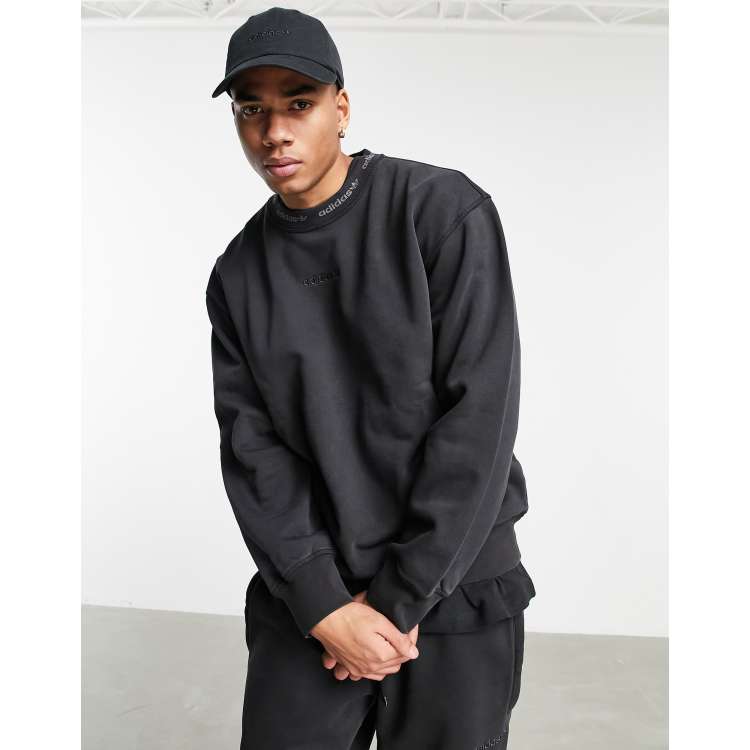 adidas Originals Premium Sweats overdyed rib sweatshirt in black