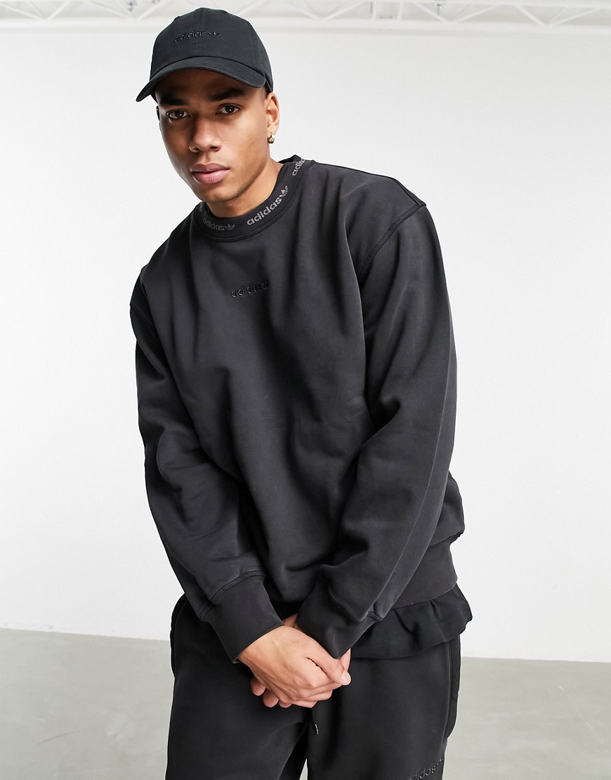Adidas Originals Premium Sweats overdyed ribbed sweatshirt in black