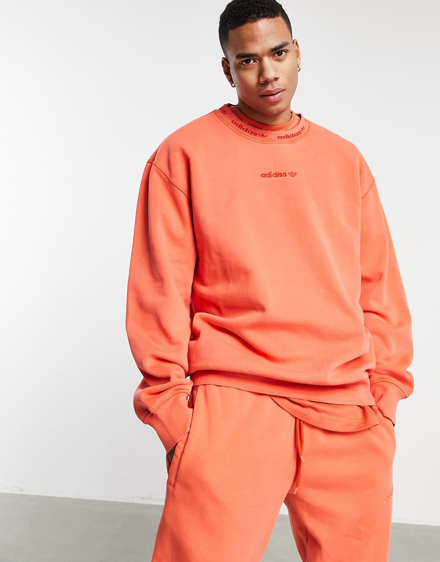 Adidas Originals Premium Sweats overdyed ribbed sweatshirt in burnt orange