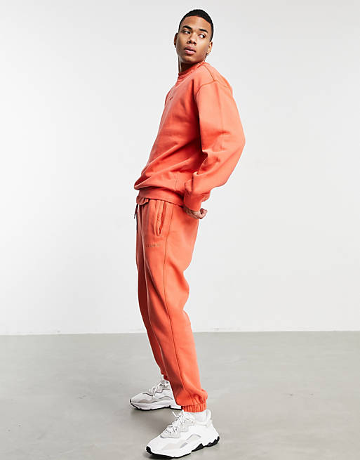 adidas Originals Premium Sweats overdyed ribbed sweatshirt in burnt orange  | ASOS