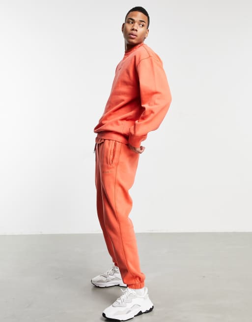 Sweats | orange in adidas Originals burnt sweatshirt ASOS Premium ribbed overdyed