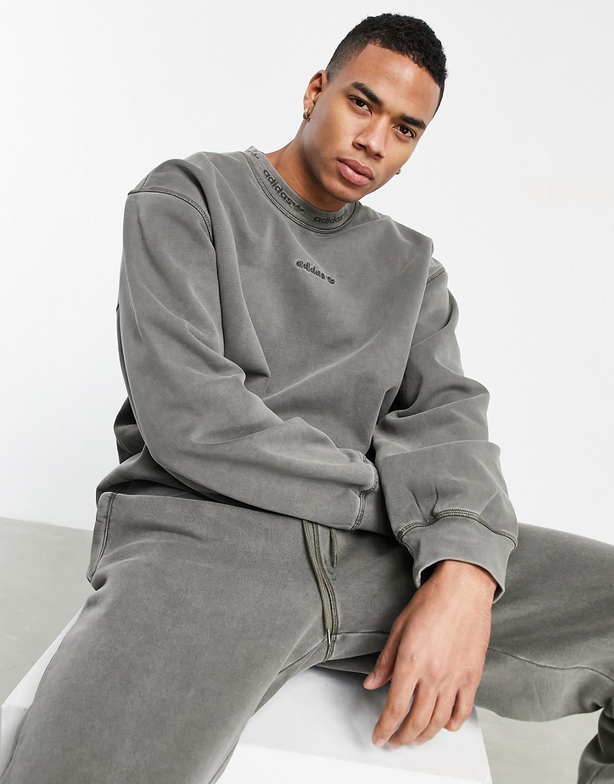 Adidas Originals Premium Sweats overdyed ribbed sweatshirt in olive green
