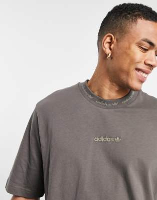 adidas Originals Premium Sweats overdyed ribbed T-shirt in olive green