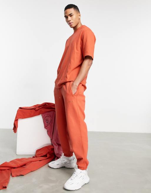 adidas Originals – 'Premium Sweats' – Rostfärgade mjukisbyxor med blekt finish
