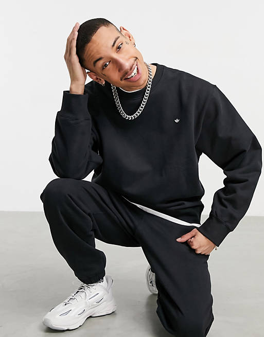 adidas Originals premium sweatshirt co-ord in black