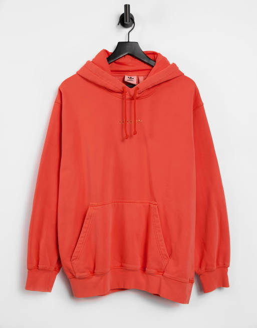 adidas Originals – Premium – Überfärbter Kapuzenpullover mit aufgesticktem Logo in Dunkelorange