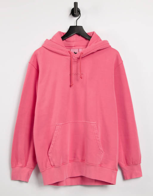 adidas Originals – Premium – Überfärbter Kapuzenpullover mit aufgesticktem Logo in Hazy-Rosé