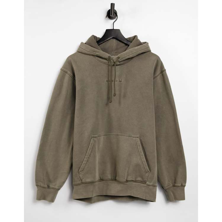 Adidas originals hoodie mit logo-streifen - olivgrün store