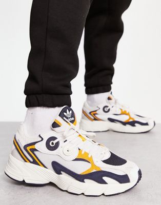 adidas Originals 'Preppy Varsity' Astir trainers in off white with mustard details - ASOS Price Checker