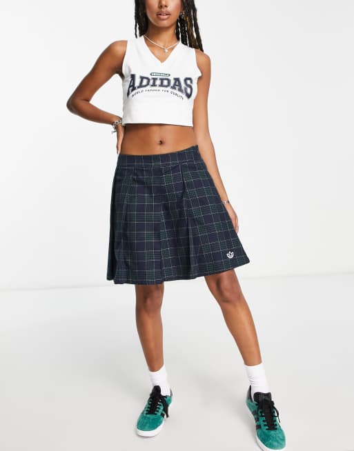adidas Originals - 'Preppy Varsity' - Geruit en geplooid tennisrokje in donker marineblauw