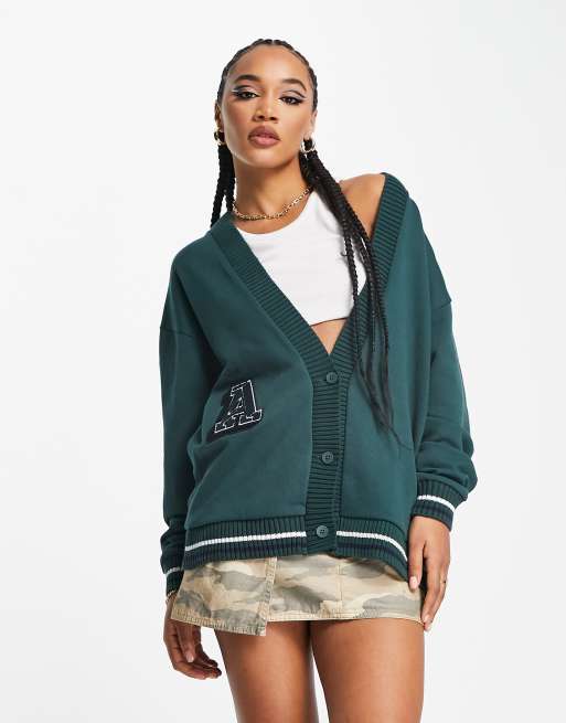 Adidas Originals 'Preppy Varsity' Large Logo Sweatshirt In Collegiate Green  for Men