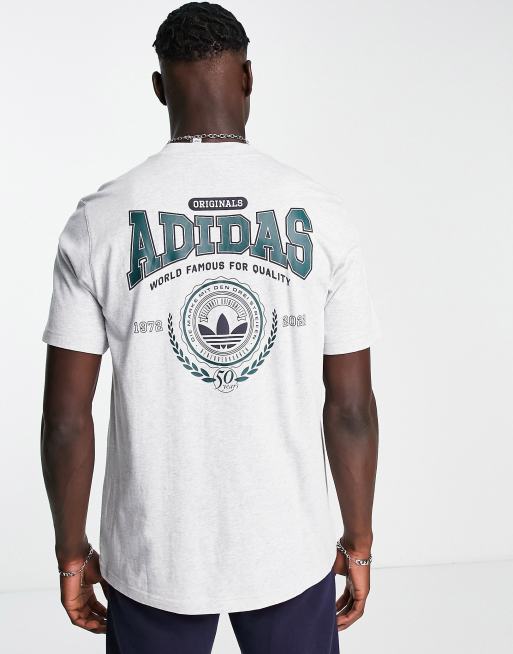 adidas Originals Preppy Varsity large back print t shirt in grey