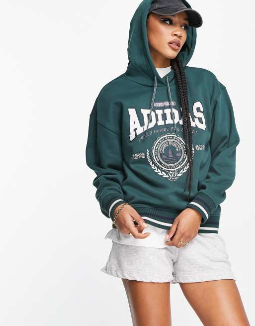 Dark Green Spliced Varsity Logo Sweatshirt