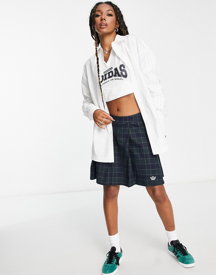 Adidas Originals 'preppy Varsity' Oversized Shirt In White