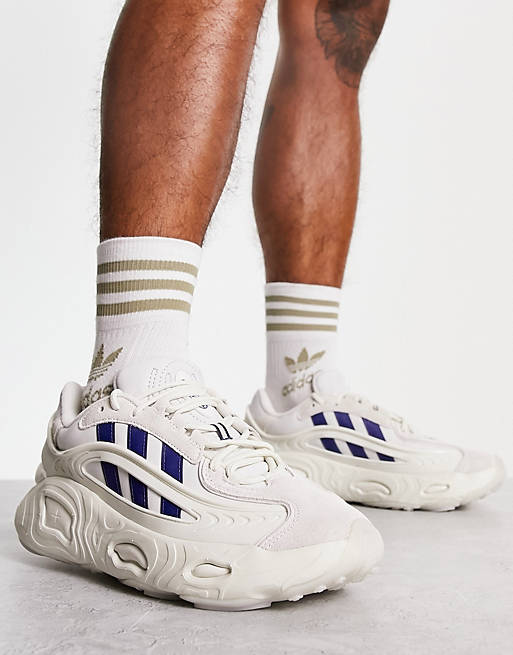 adidas Originals 'Preppy Varsity' Oznova sneakers in off white and navy stripes