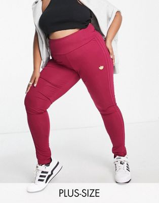 adidas Originals 'Preppy Varsity' Plus leggings in burgundy | ASOS