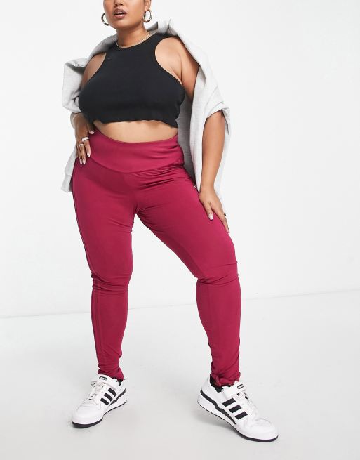 Adidas Originals 'Preppy Varsity' Plus Leggings In Burgundy-Red