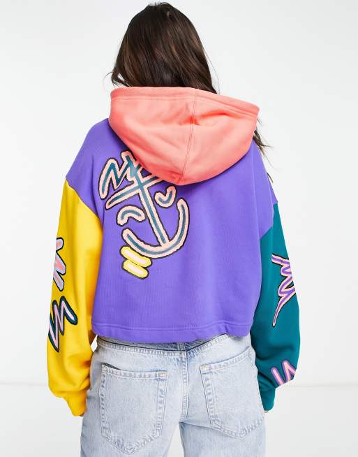 Adidas originals 90's store colour block crop hoodie