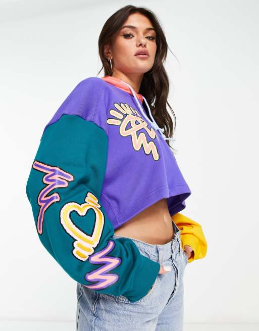 adidas Originals Pride - Crop hoodie met Love Unites en kleurvlakken in multi