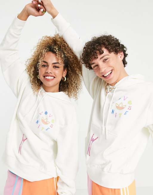 adidas Originals – Pride Love Unites – Bluza w kolorze złamanej bieli z kapturem i nadrukiem