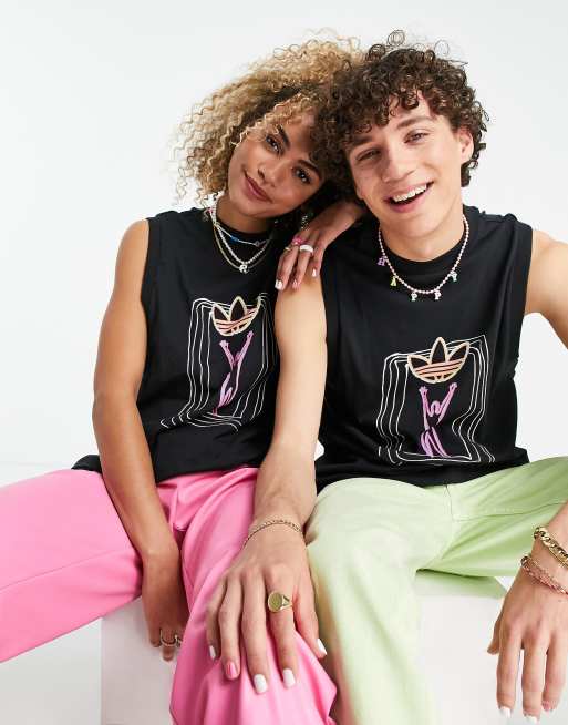 adidas Originals Pride Love Unites singlet in off black with print design