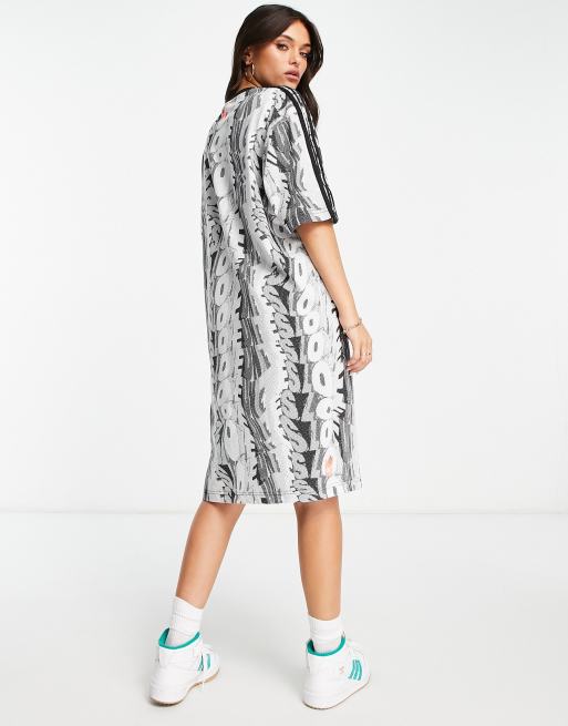 Adidas Originals Pride Love Unites T-Shirt Dress In Off Black With Print  Design for Women