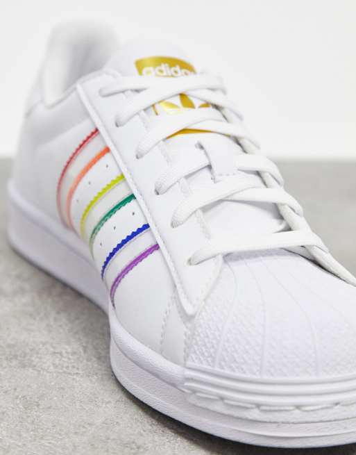 White Unisex ADIDAS SUPERSTAR PRIDE SNEAKERS, Size: 3 4 5 6 7 8 9